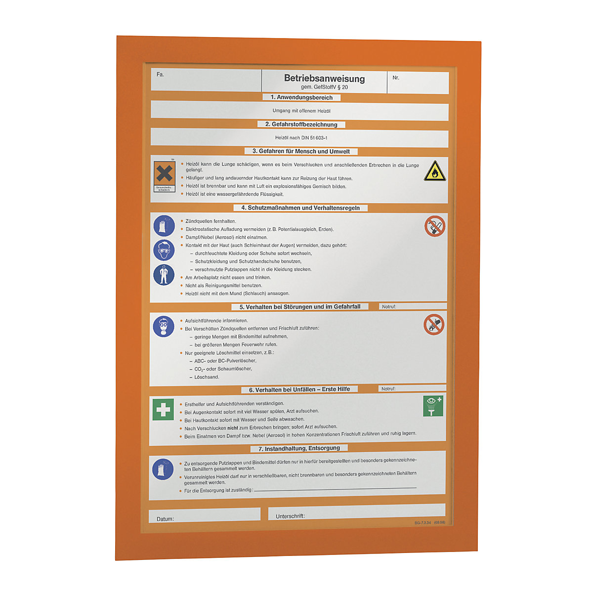 DURAFRAME® display frame – DURABLE, self adhesive, magnetic, for A4, orange frame, pack of 10-21