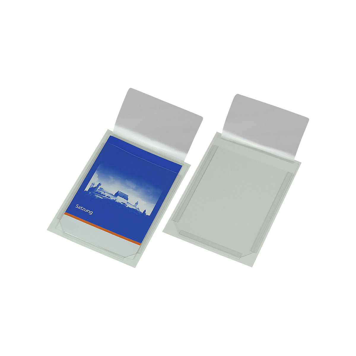 Expanding folding pouch, self-adhesive