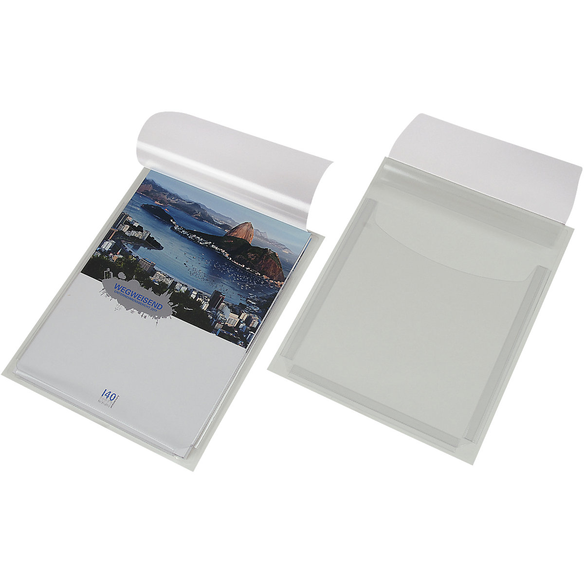 Expanding folding pouch, self-adhesive