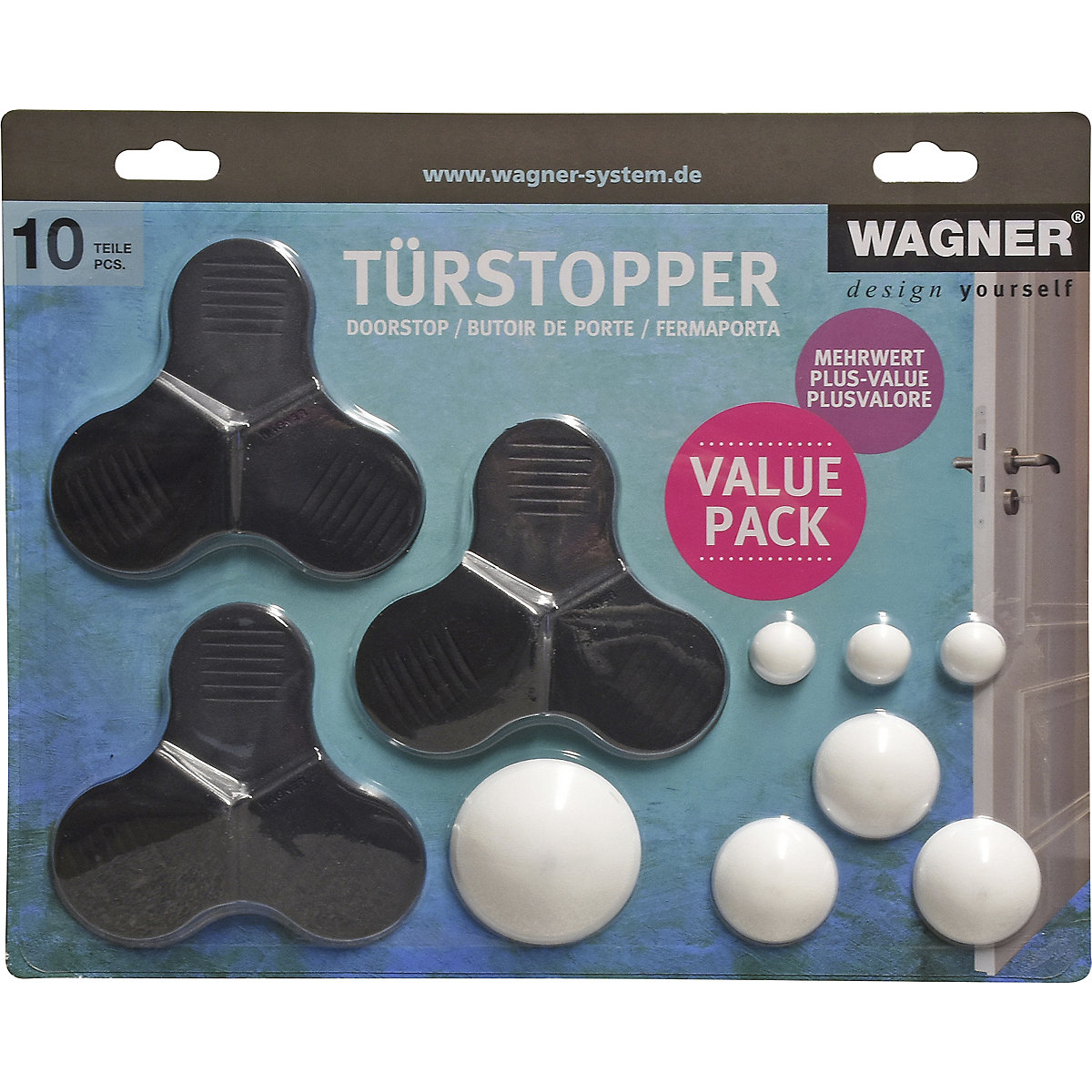 Floor/wall mounted door stopper set – Wagner