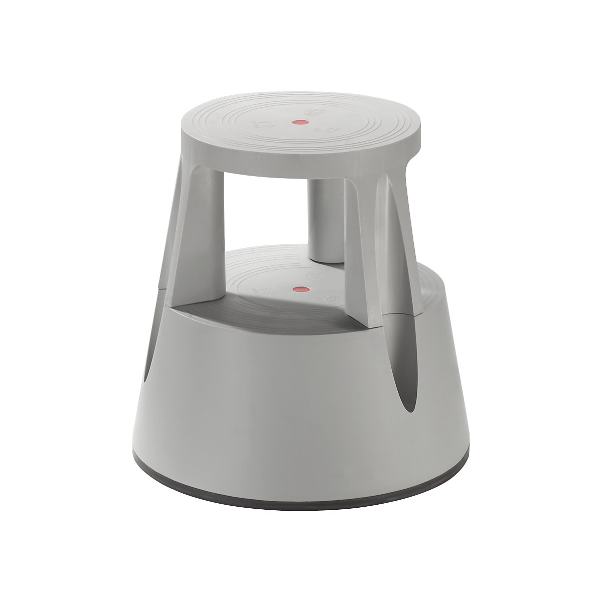 Kick stool made of shatterproof plastic – Twinco, max. load 150 kg, height under load 410 mm, grey-4