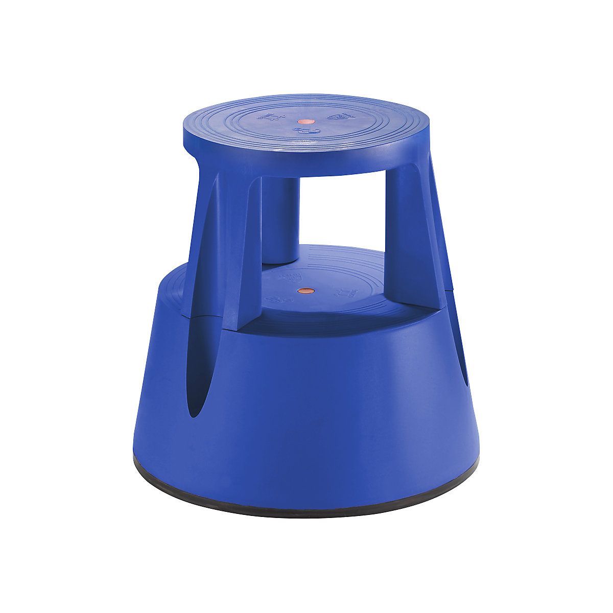 Kick stool made of shatterproof plastic – Twinco, max. load 150 kg, height under load 410 mm, blue-3