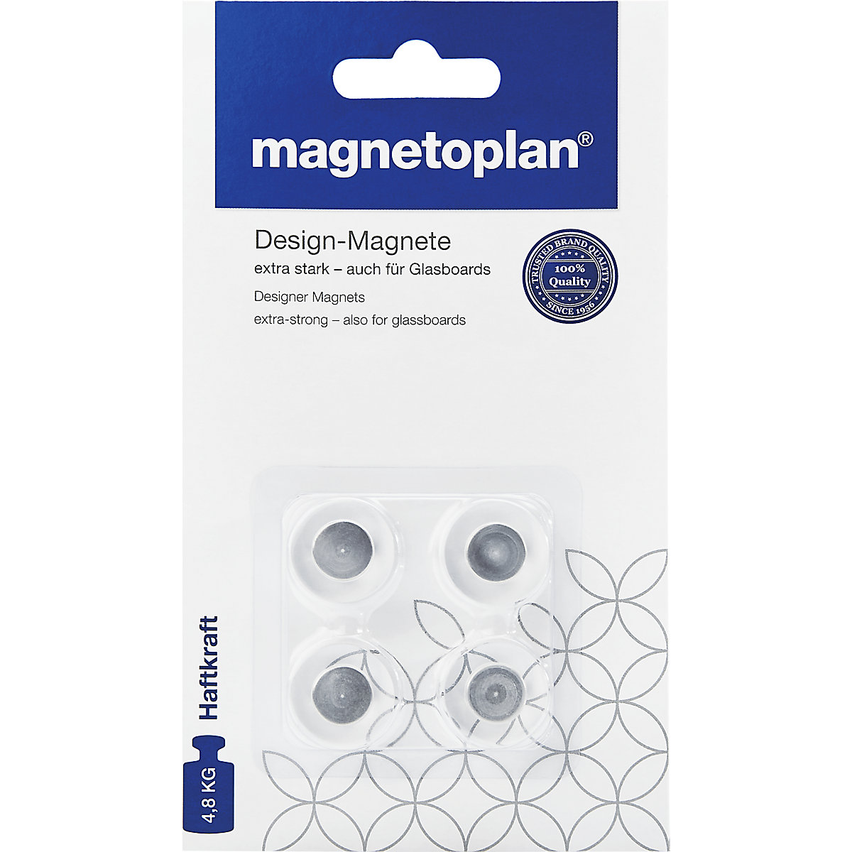 magnetoplan – Designer magnet, for glass boards, pack of 12, Ø 20 mm, transparent