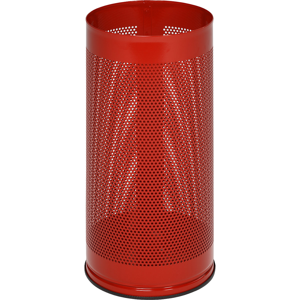 Umbrella stand, height 610 mm – VAR, perforated sheet metal, zinc plated, flame red RAL 3000-7