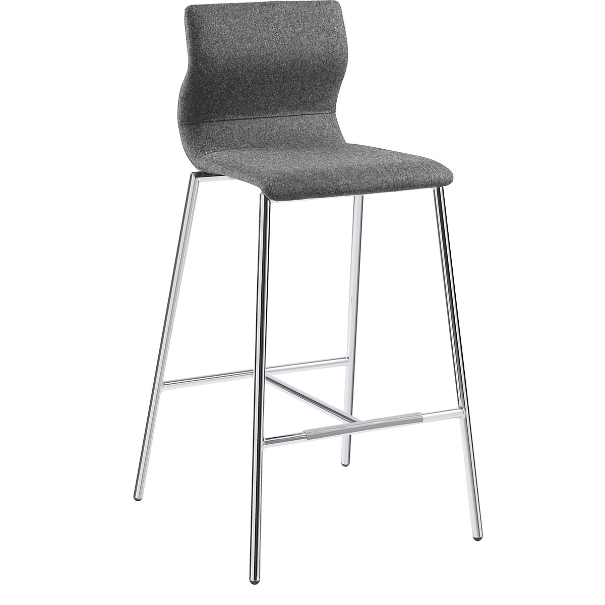 EVORA bar stool, upholstered, chrome plated frame, charcoal-15