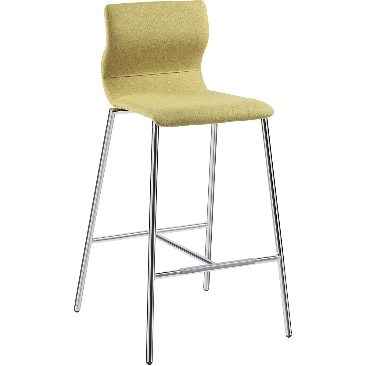 EVORA bar stool, upholstered, chrome plated frame, yellow green-12