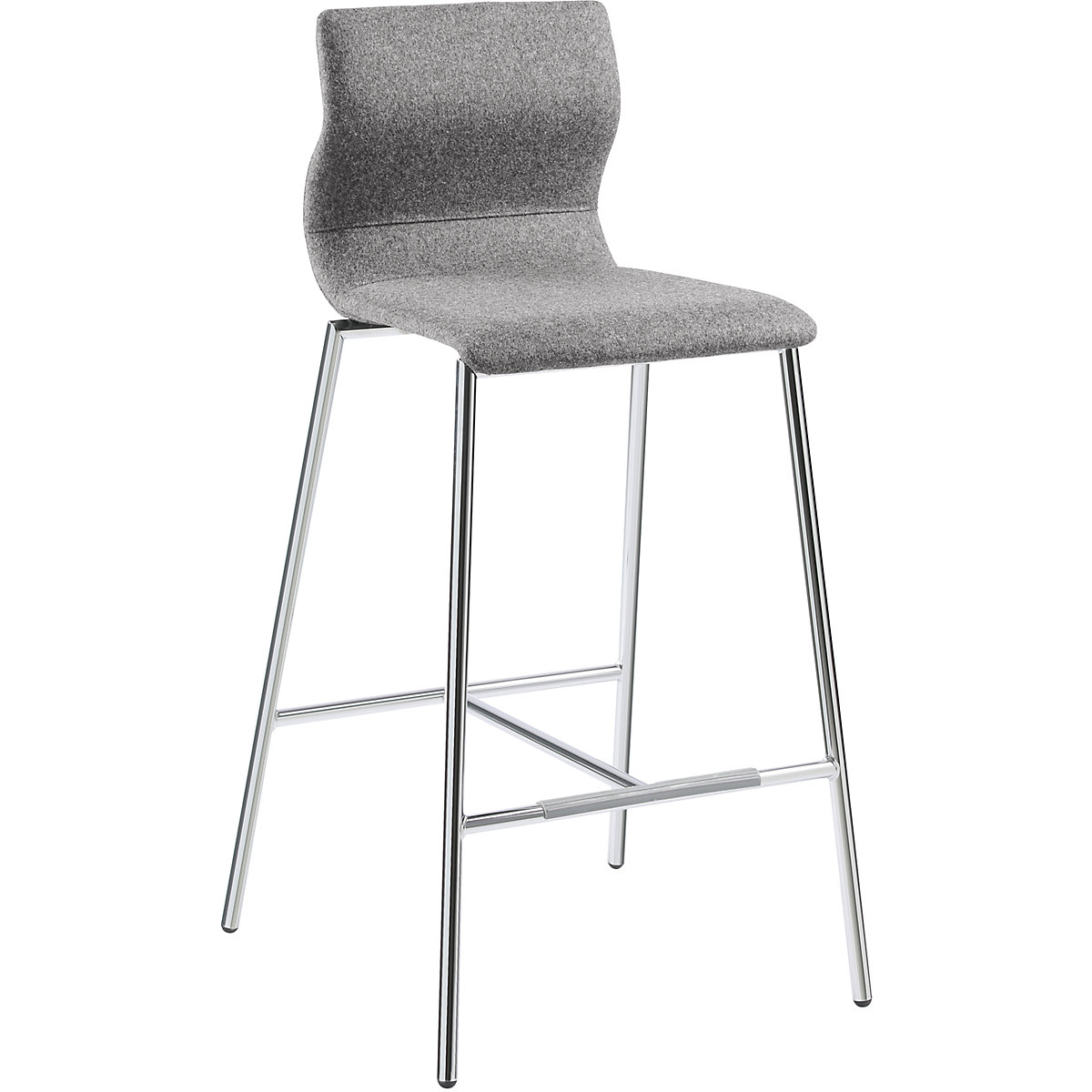 EVORA bar stool, upholstered, chrome plated frame, dark grey-13