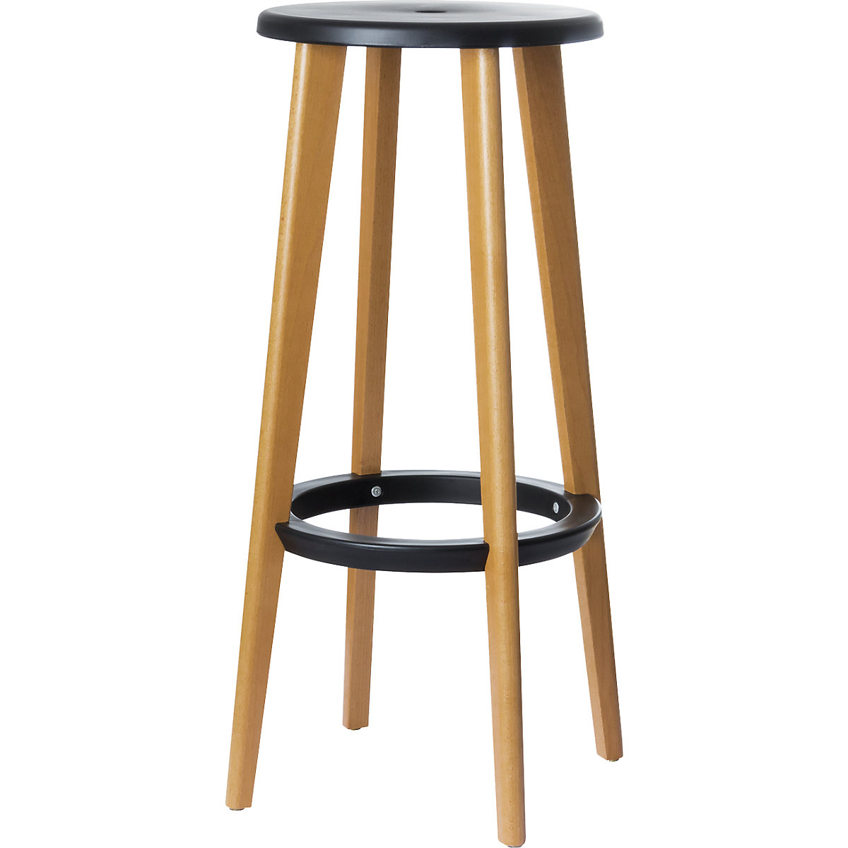 WOODY bar stool, with wooden legs, pack of 2, black-3