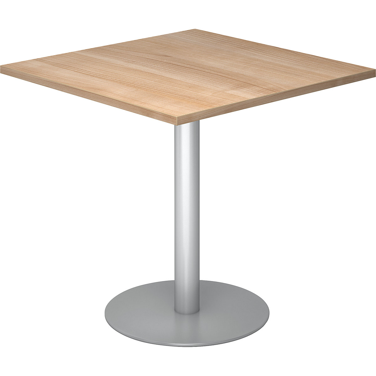 Conference table, LxW 800 x 800 mm, 755 mm high, silver frame, tabletop in walnut finish-4