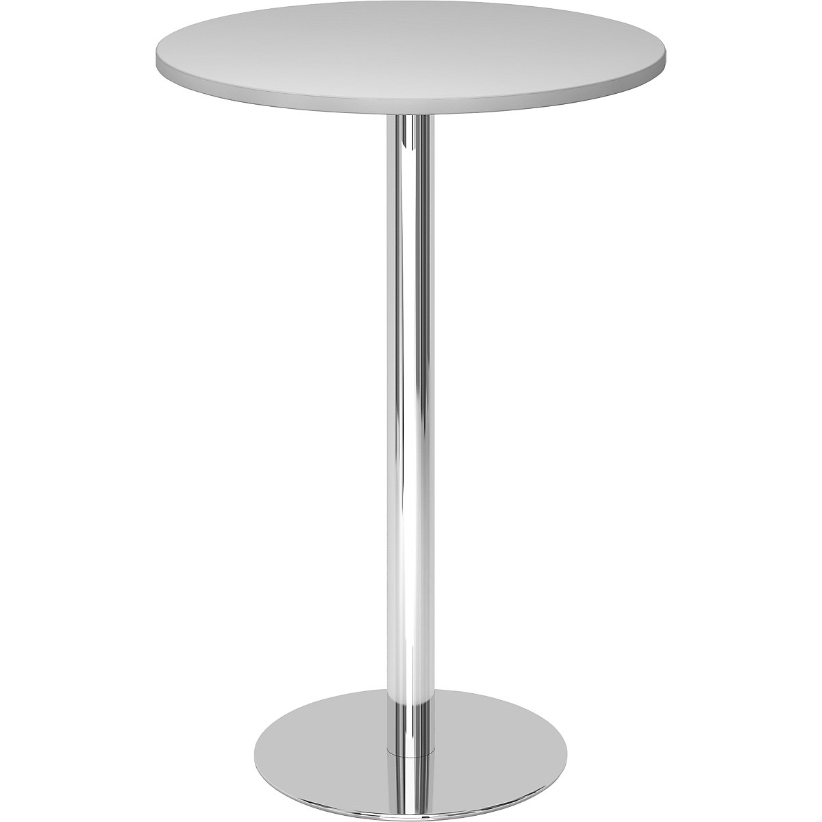 Pedestal table, Ø 800 mm, 1116 mm high, chrome plated frame, tabletop in light grey-5