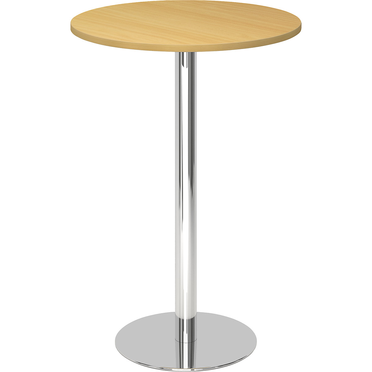 Pedestal table, Ø 800 mm, 1116 mm high, chrome plated frame, tabletop in beech finish-7