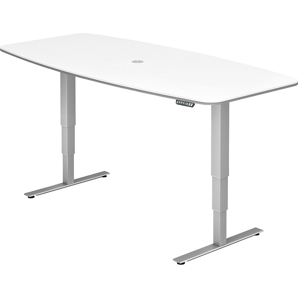 Conference table, WxD 2200 x 1030 mm, electric height adjustment from 620 – 1270 mm, white-8