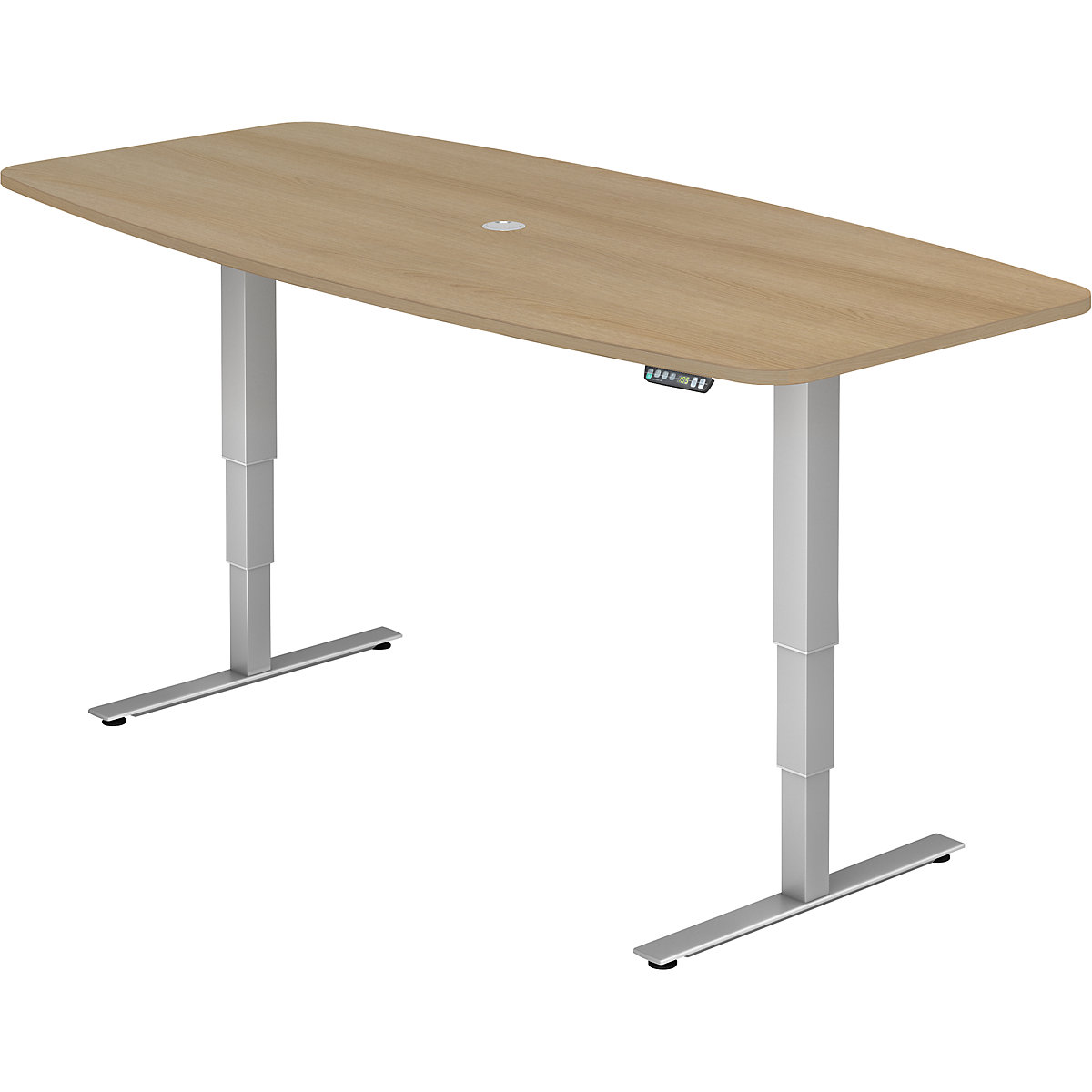 Conference table, WxD 2200 x 1030 mm, electric height adjustment from 620 – 1270 mm, oak finish-7