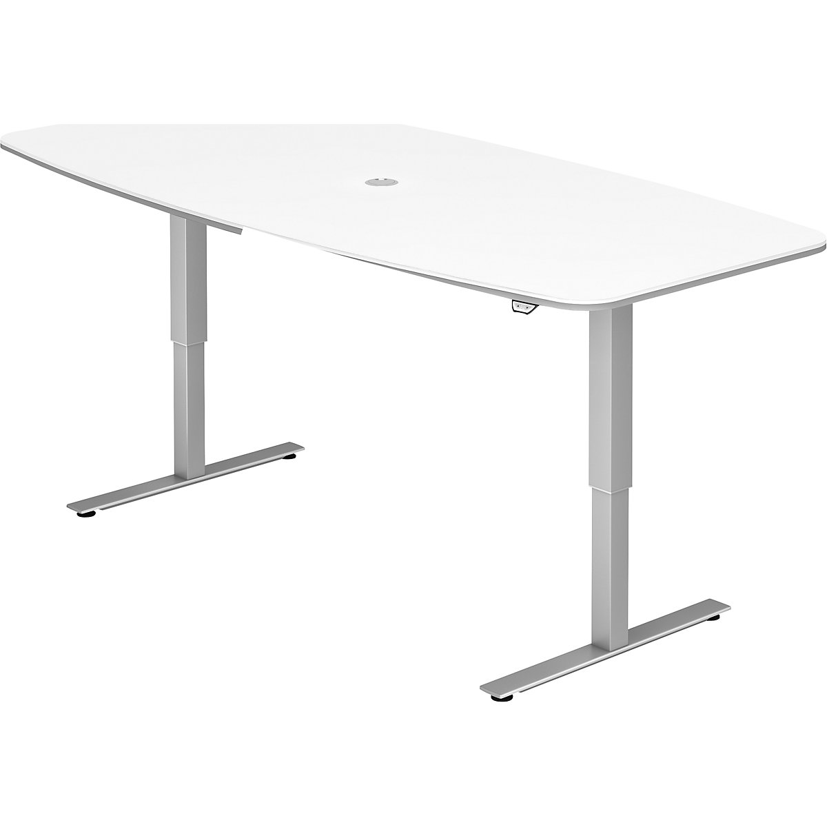 Conference table, WxD 2200 x 1030 mm, electric height adjustment from 720 – 1190 mm, white-8