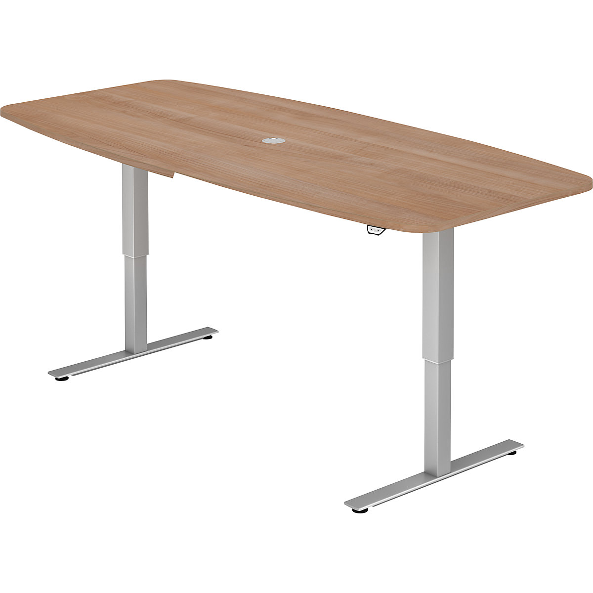 Conference table, WxD 2200 x 1030 mm, electric height adjustment from 720 – 1190 mm, walnut finish-6