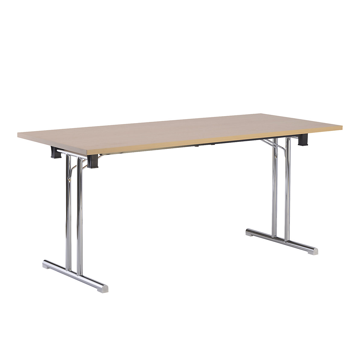 Folding table, double T tubular steel frame with straight runners, width 1400 mm, maple finish-5