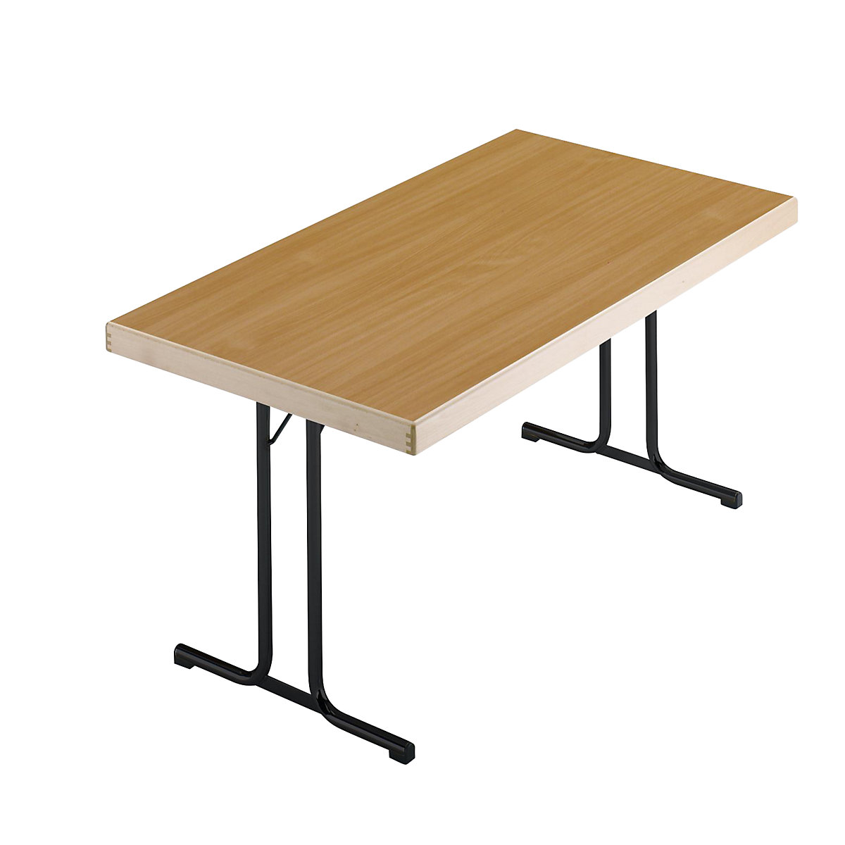 Folding table, double T-foot stand, 1200 x 800 mm, charcoal frame, beech finish tabletop-7