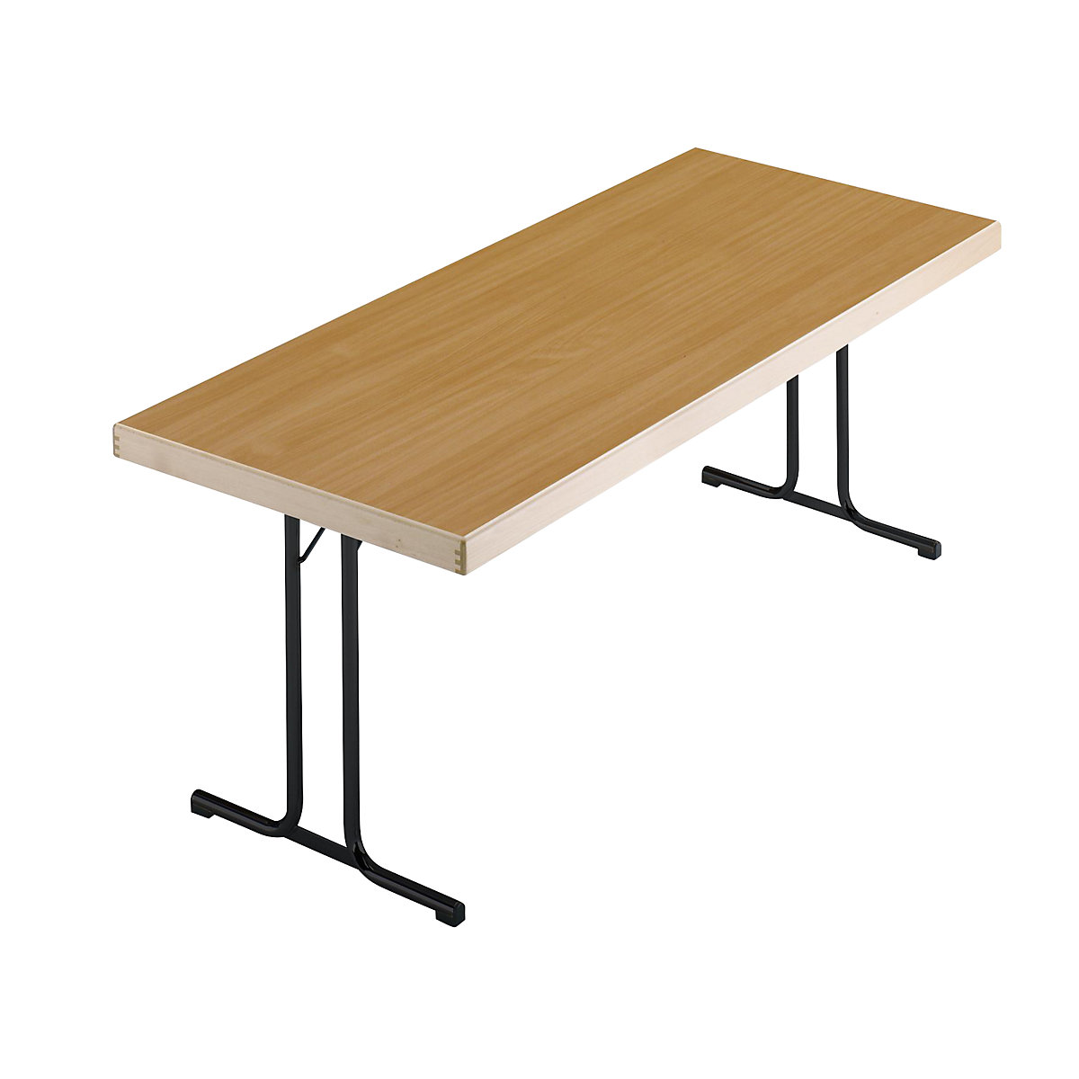 Folding table, double T-foot stand, 1500 x 800 mm, charcoal frame, beech finish tabletop-9