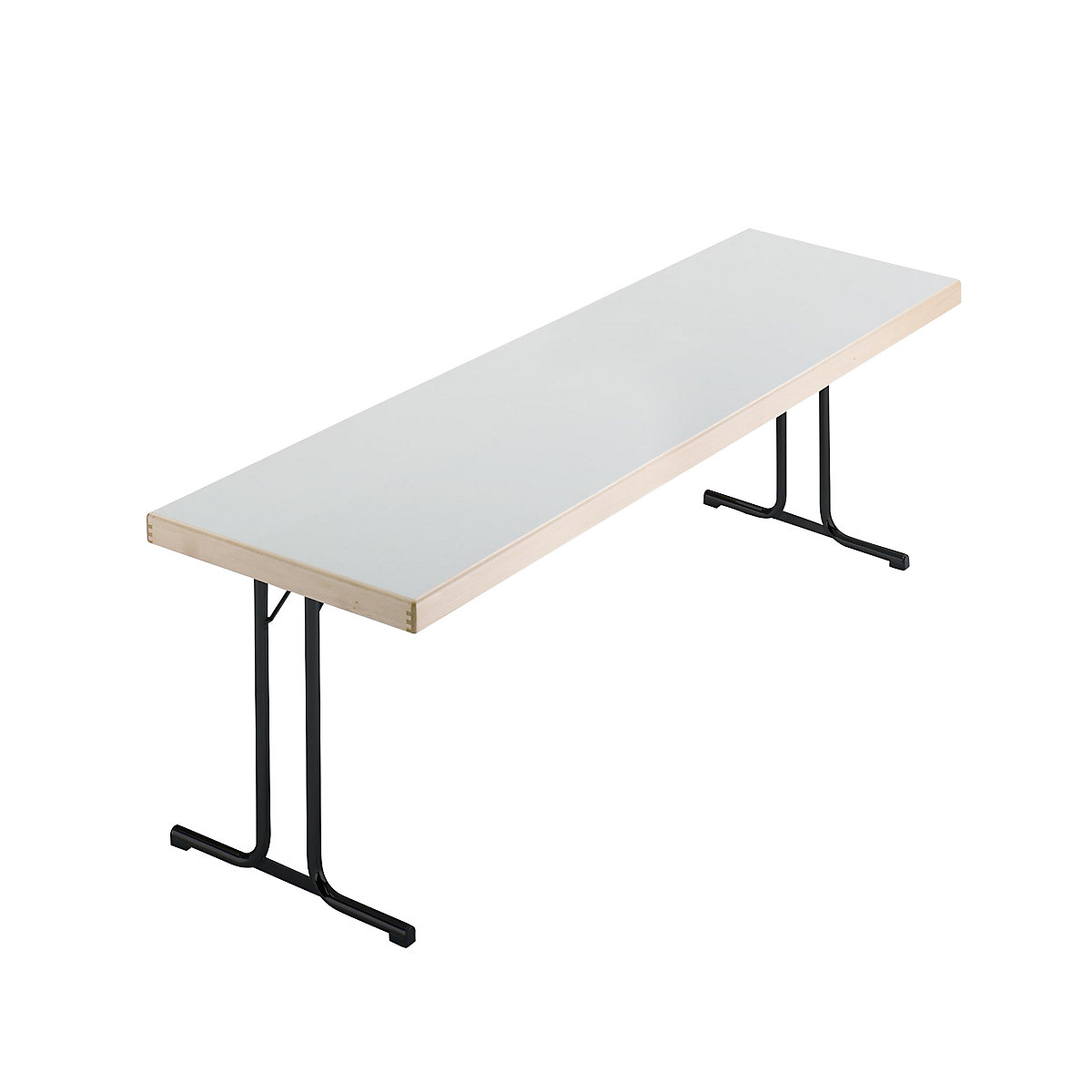 Folding table, double T-foot stand, 1700x700 mm, anthracite frame, light grey panel-4