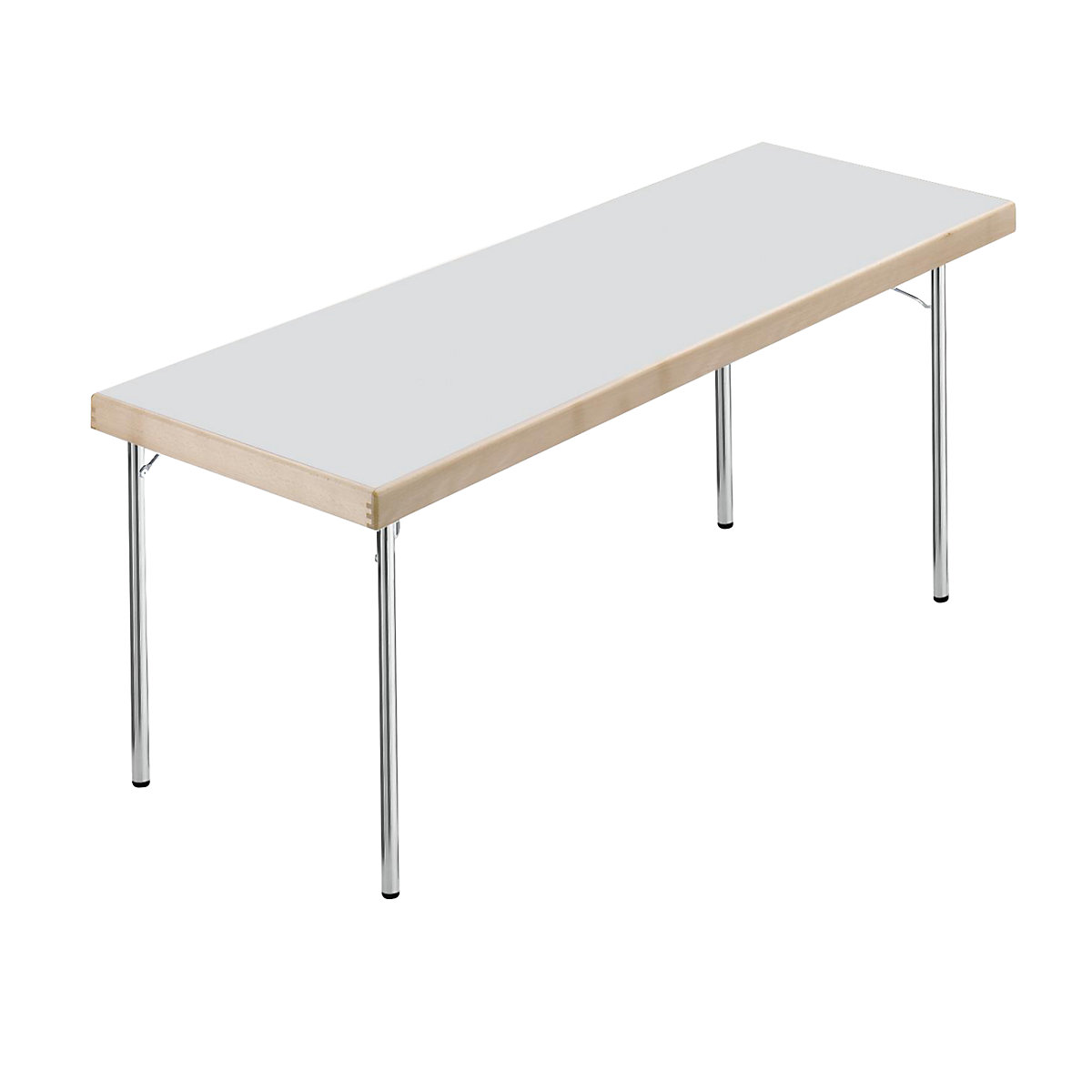 Folding table, 4-footed frame, 1700x700 mm, chrome-plated frame, light grey panel-14
