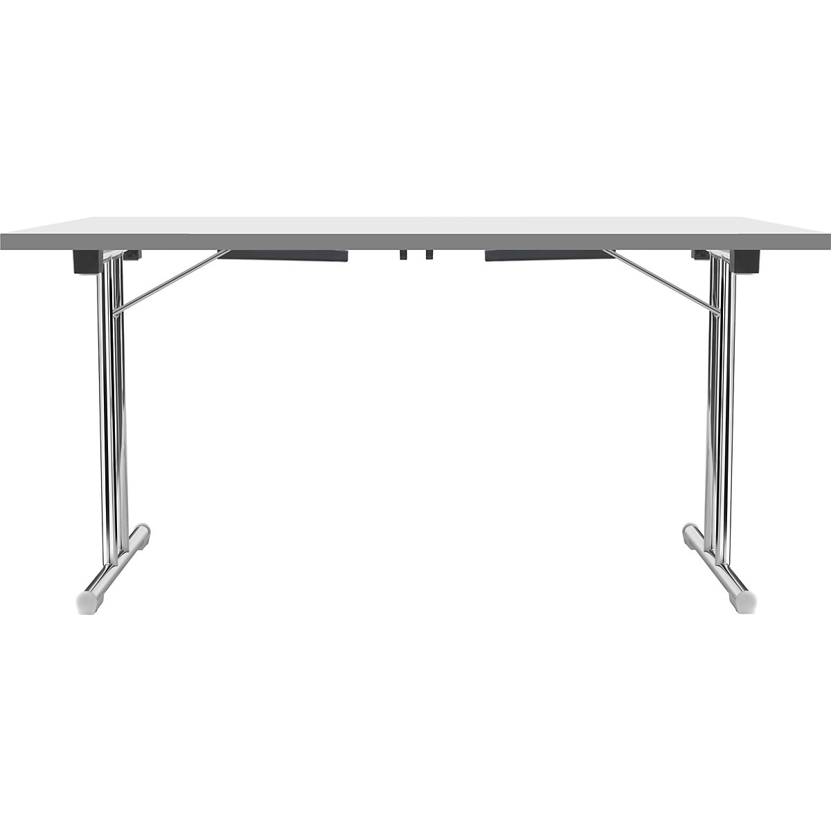 Folding table with double T base, tubular steel frame, chrome plated, white/charcoal, WxD 1200 x 600 mm-10