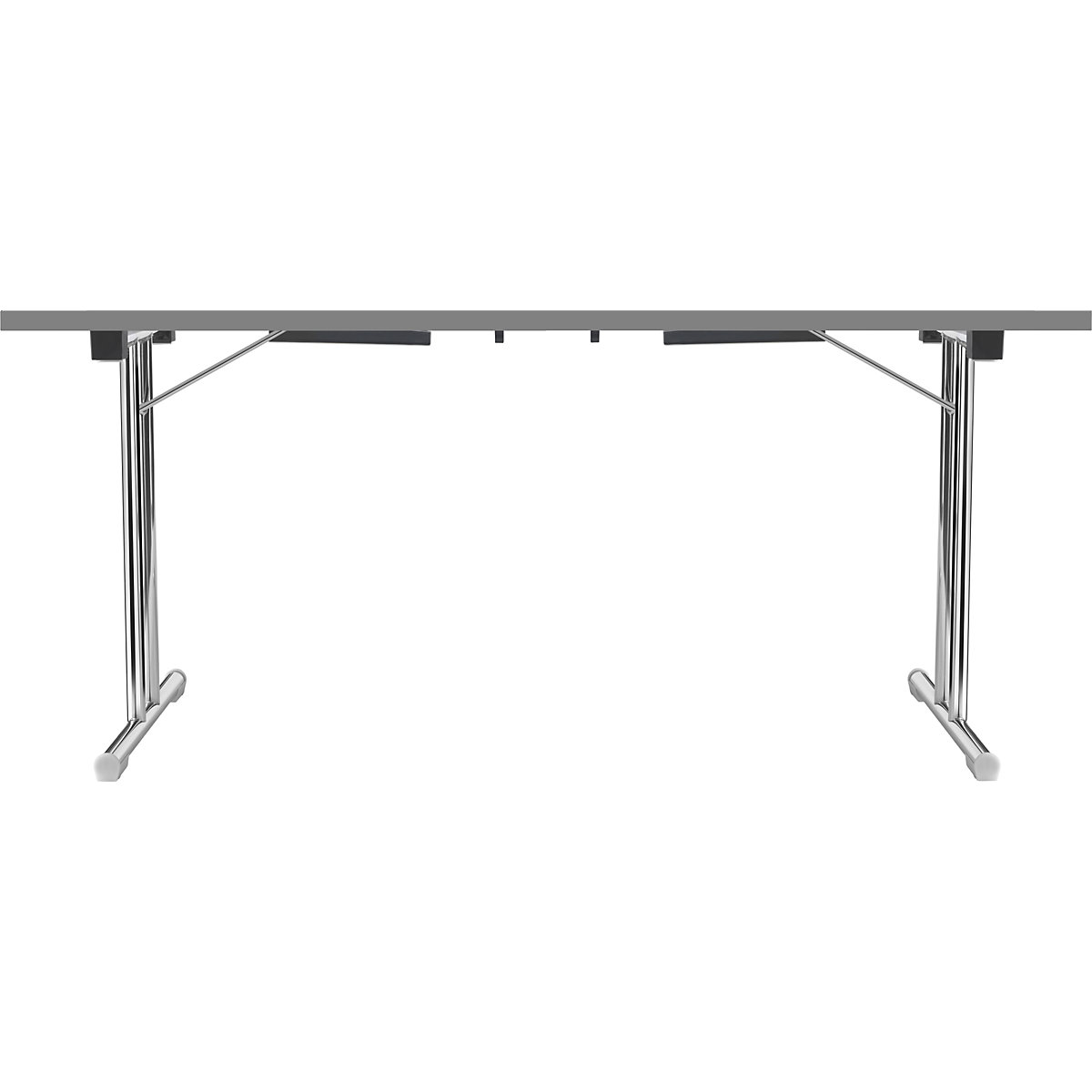 Folding table with double T base, tubular steel frame, chrome plated, white/charcoal, WxD 1400 x 700 mm-11