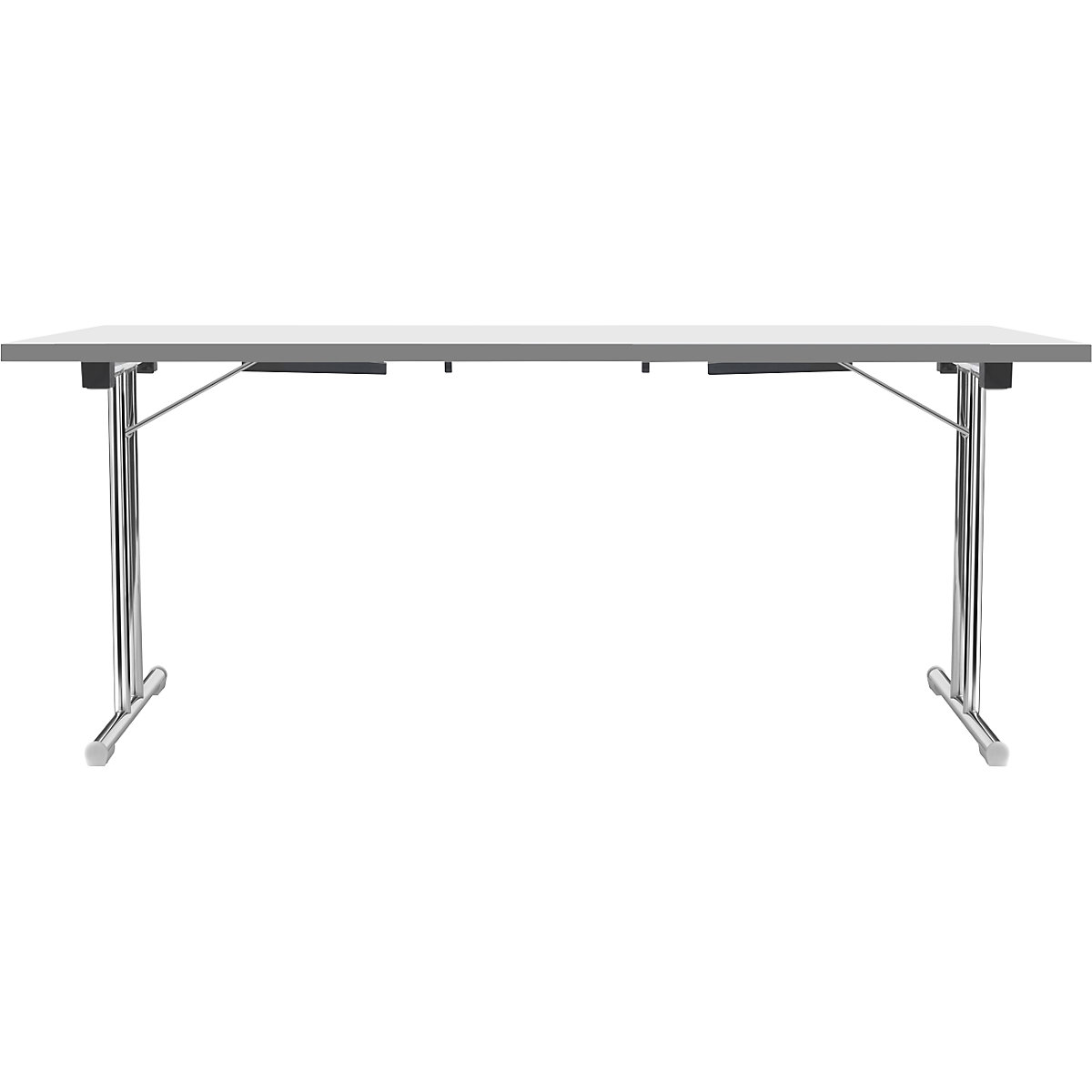 Folding table with double T base, tubular steel frame, chrome plated, white/charcoal, WxD 1800 x 800 mm-1
