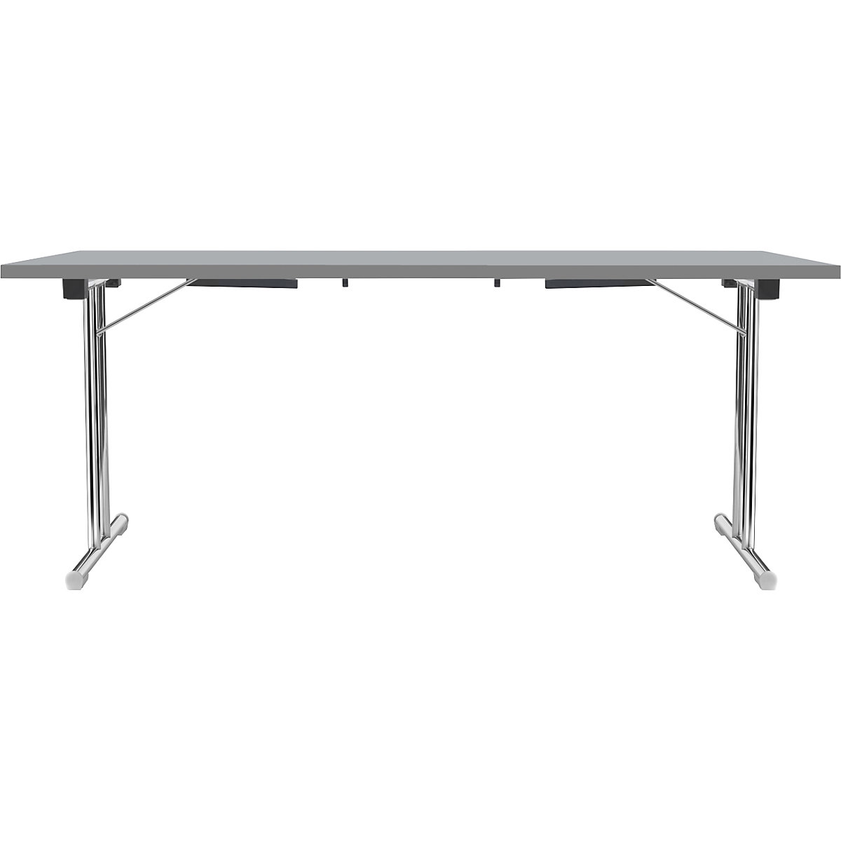 Folding table with double T base, tubular steel frame, chrome plated, light grey/charcoal, WxD 1800 x 800 mm-13