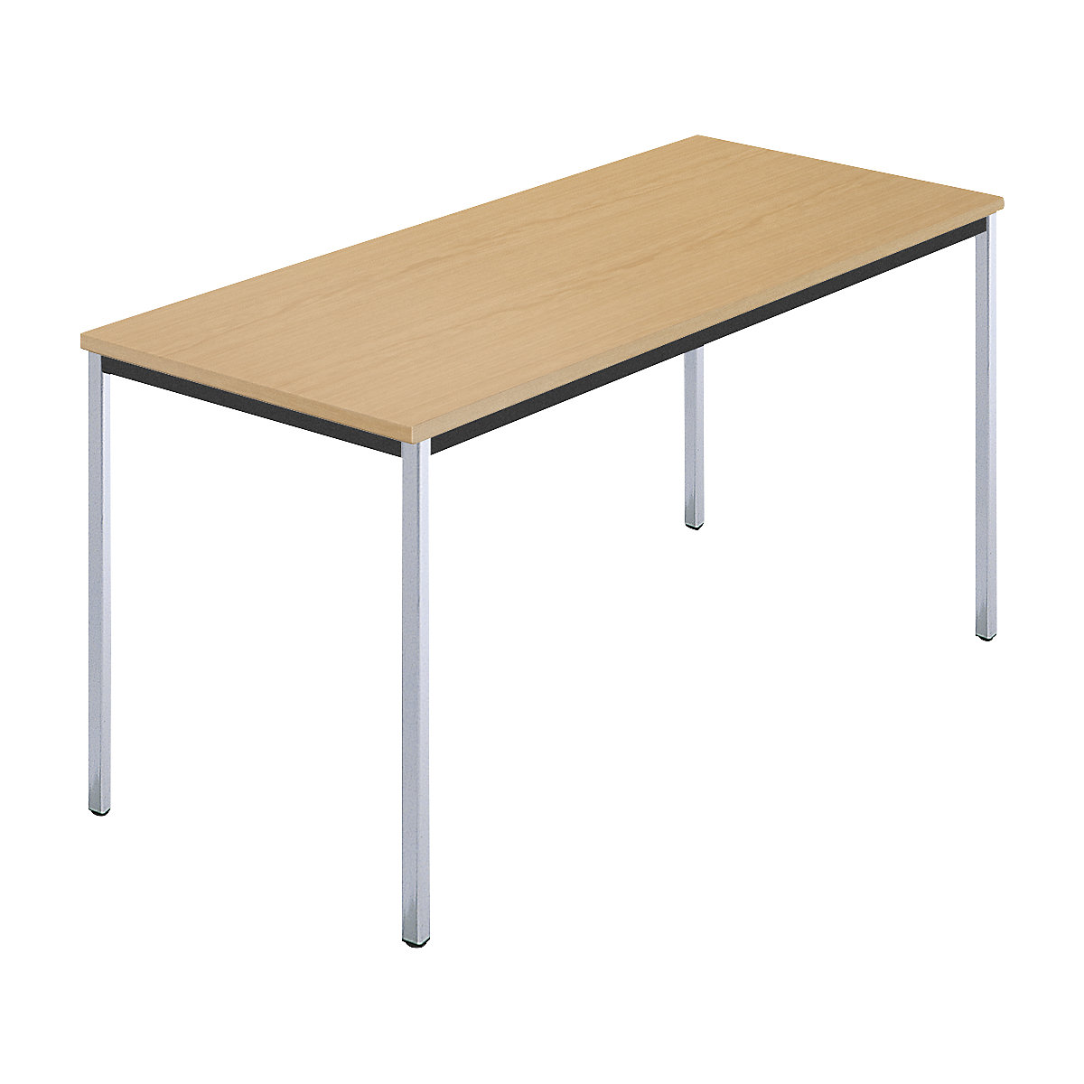 Rectangular table, square tubular steel chrome plated, WxD 1400 x 700 mm, natural beech finish-5
