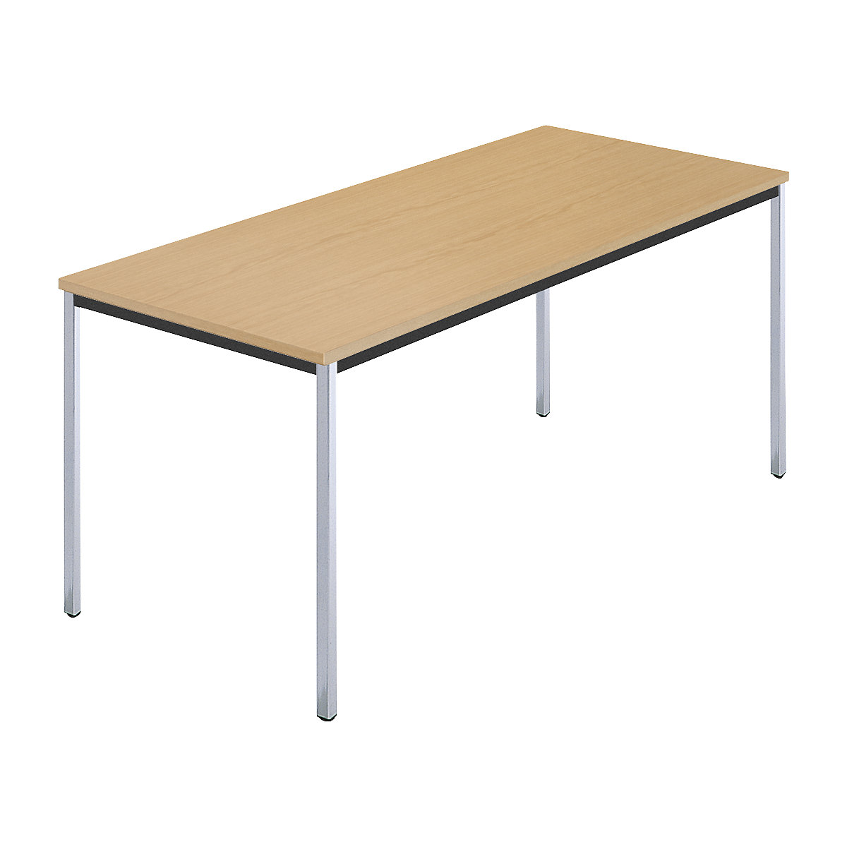 Rectangular table, square tubular steel chrome plated, WxD 1600 x 800 mm, natural beech finish-6