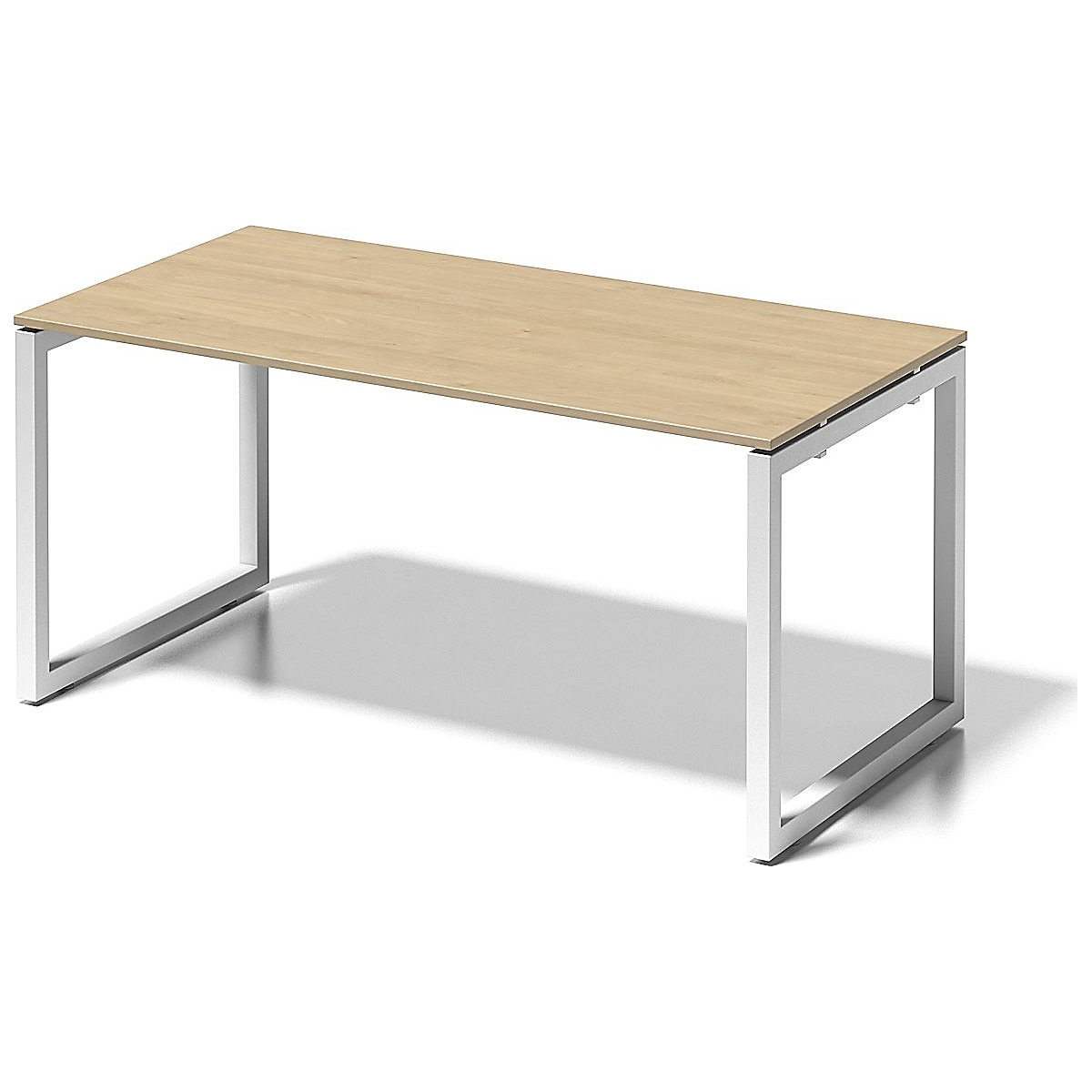 CITO desk, O-frame – BISLEY, HxWxD 740 x 1600 x 800 mm, white frame, maple tabletop-6