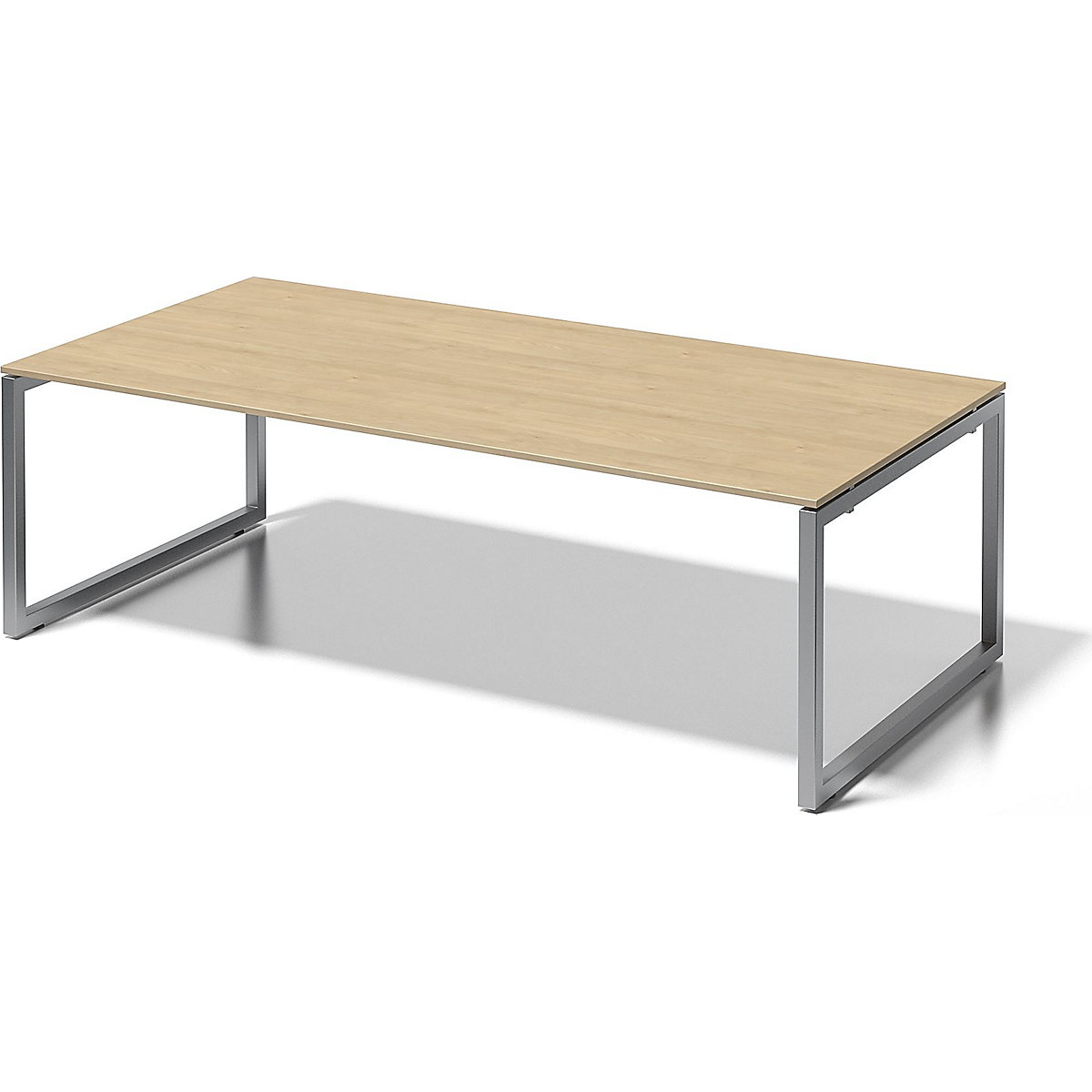 CITO desk, O-frame – BISLEY, HxWxD 740 x 2400 x 1200 mm, silver frame, maple tabletop-6