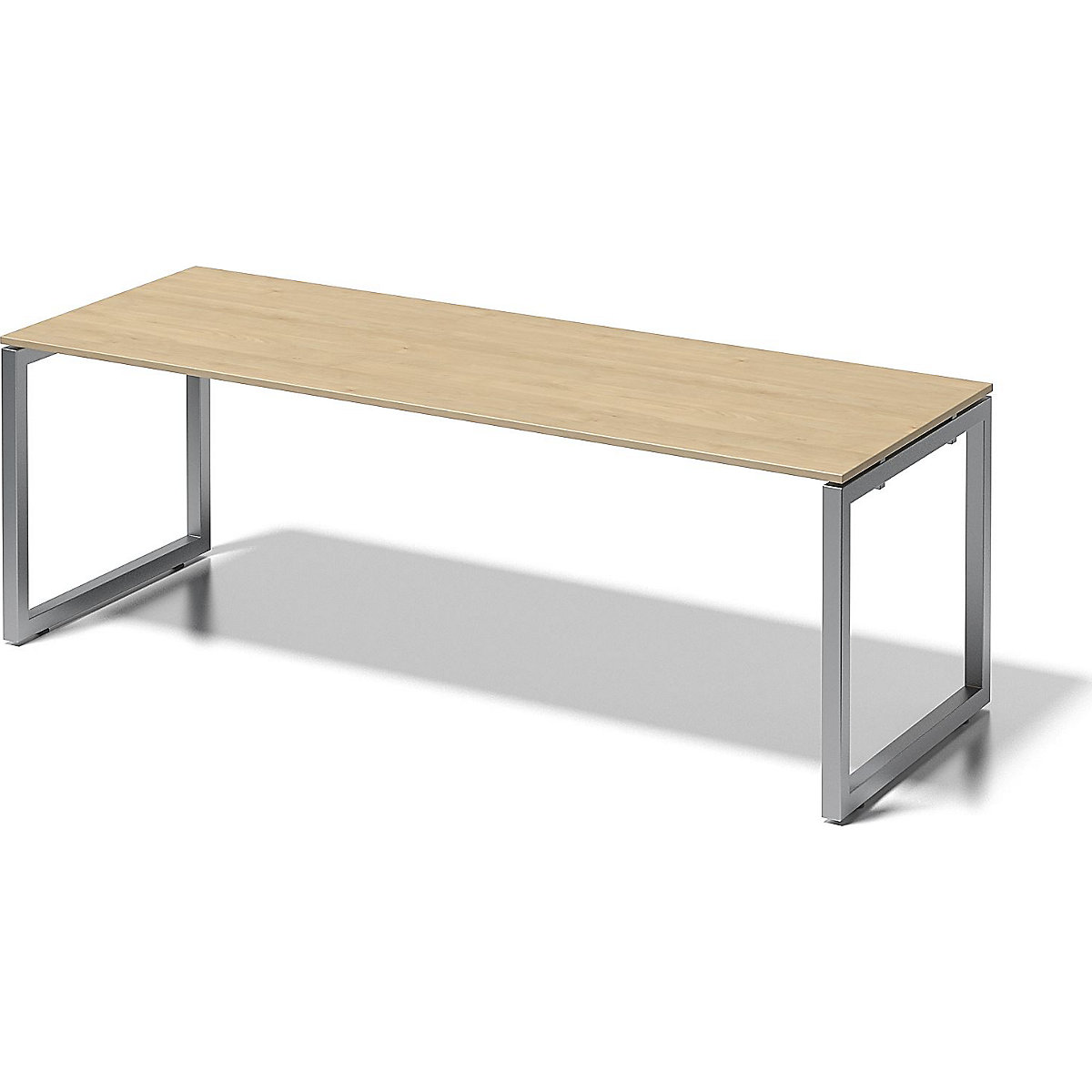 CITO desk, O-frame – BISLEY, HxWxD 740 x 2200 x 800 mm, silver frame, maple tabletop-8