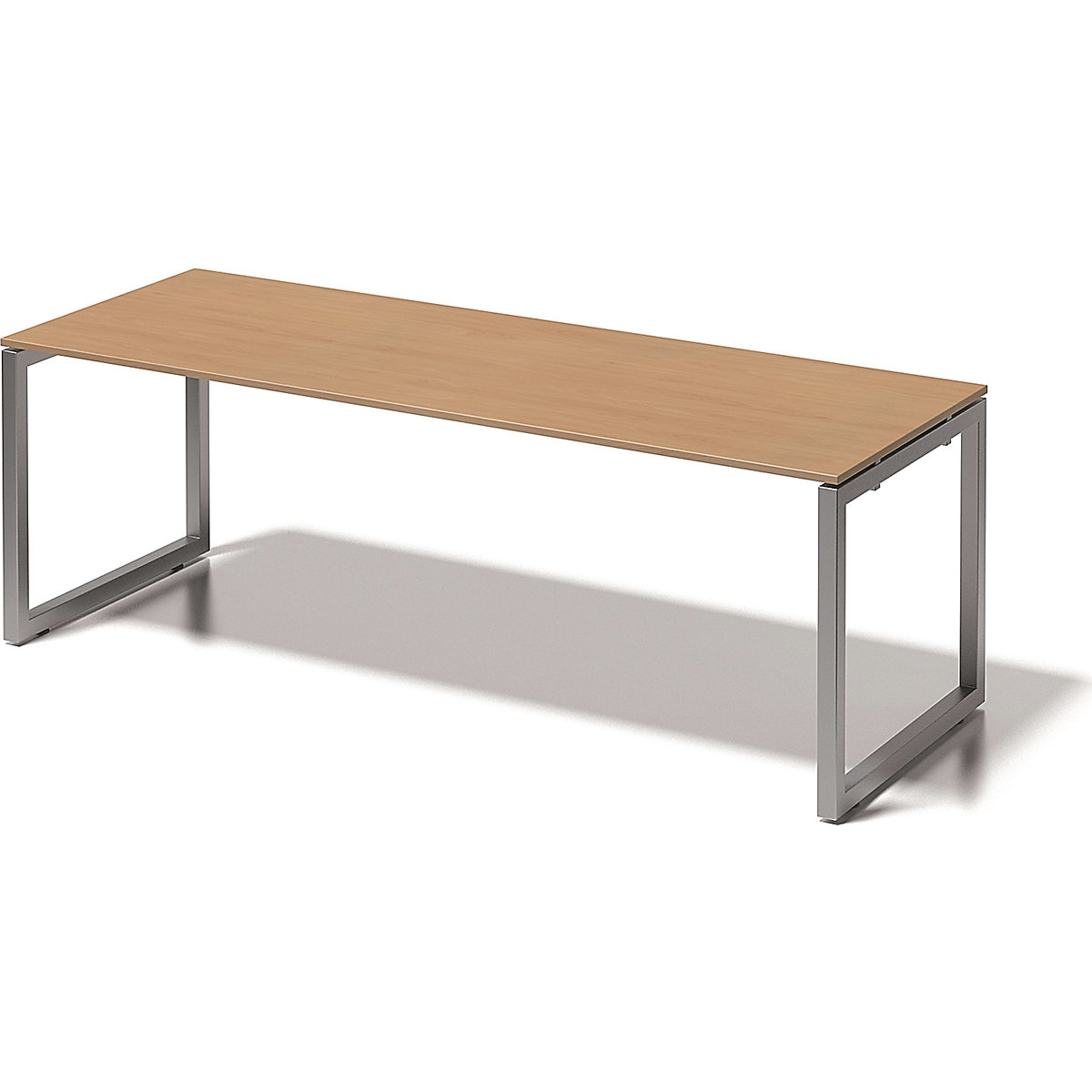 CITO desk, O-frame – BISLEY, HxWxD 740 x 2200 x 800 mm, silver frame, beech tabletop-4