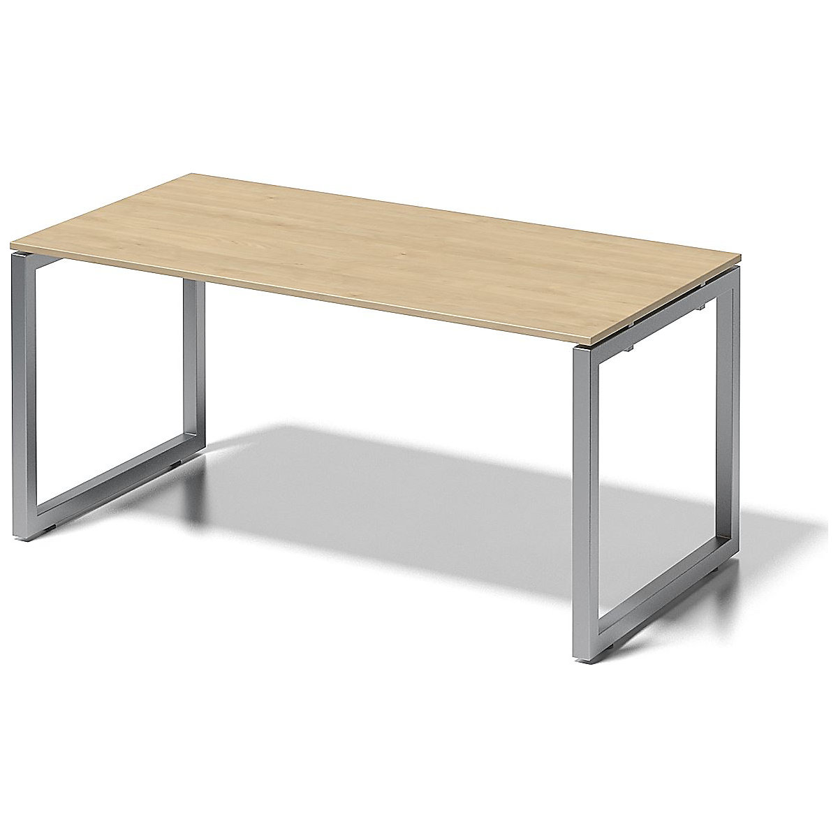 CITO desk, O-frame – BISLEY, HxWxD 740 x 1600 x 800 mm, silver frame, maple tabletop-7
