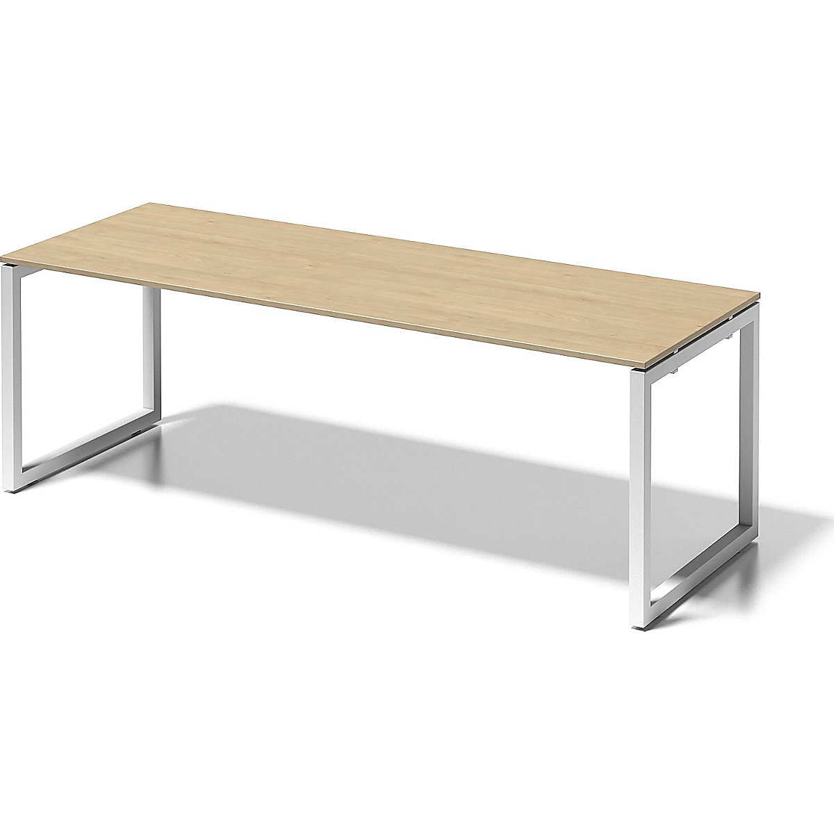 CITO desk, O-frame – BISLEY, HxWxD 740 x 2200 x 800 mm, white frame, maple tabletop-7