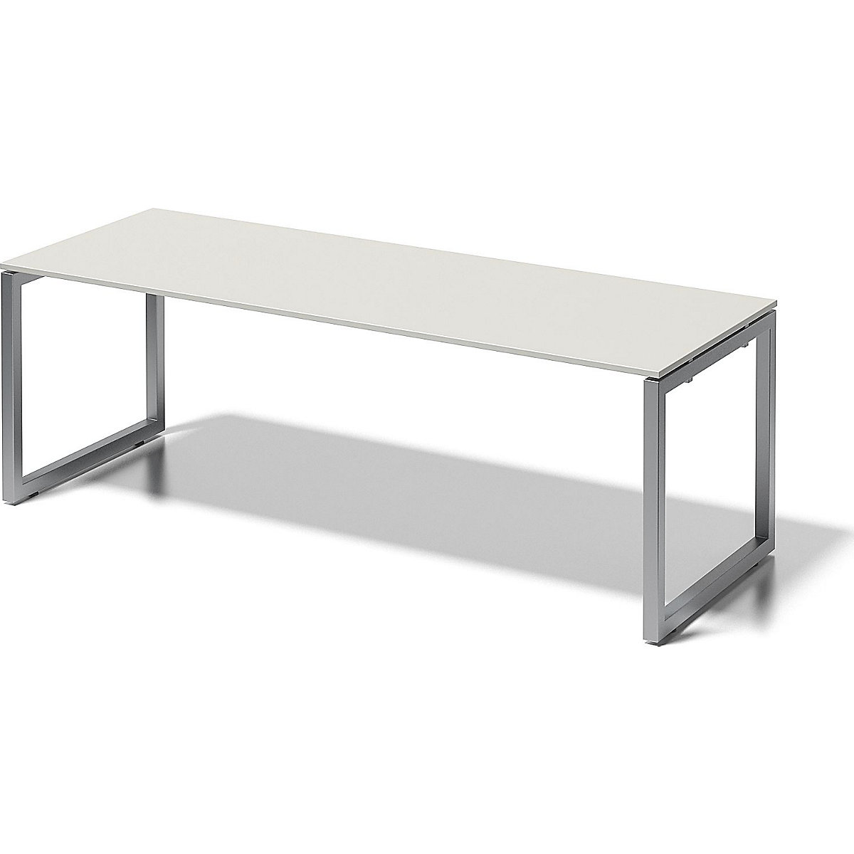 CITO desk, O-frame – BISLEY, HxWxD 740 x 2200 x 800 mm, silver frame, grey white tabletop-5