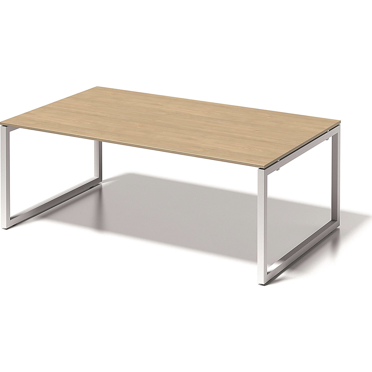 CITO desk, O-frame – BISLEY, HxWxD 740 x 2000 x 1200 mm, white frame, maple tabletop-4