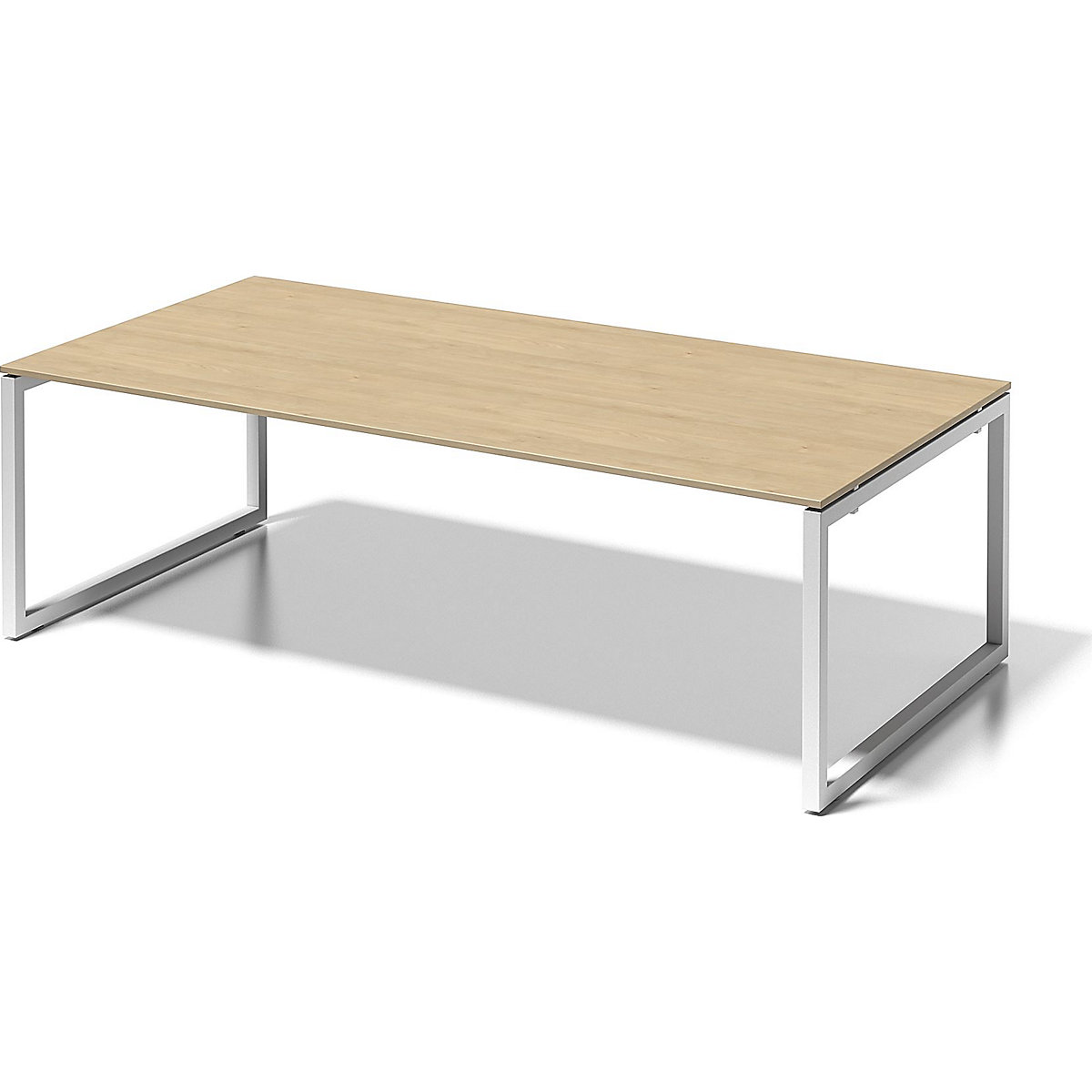 CITO desk, O-frame – BISLEY, HxWxD 740 x 2400 x 1200 mm, white frame, maple tabletop-4