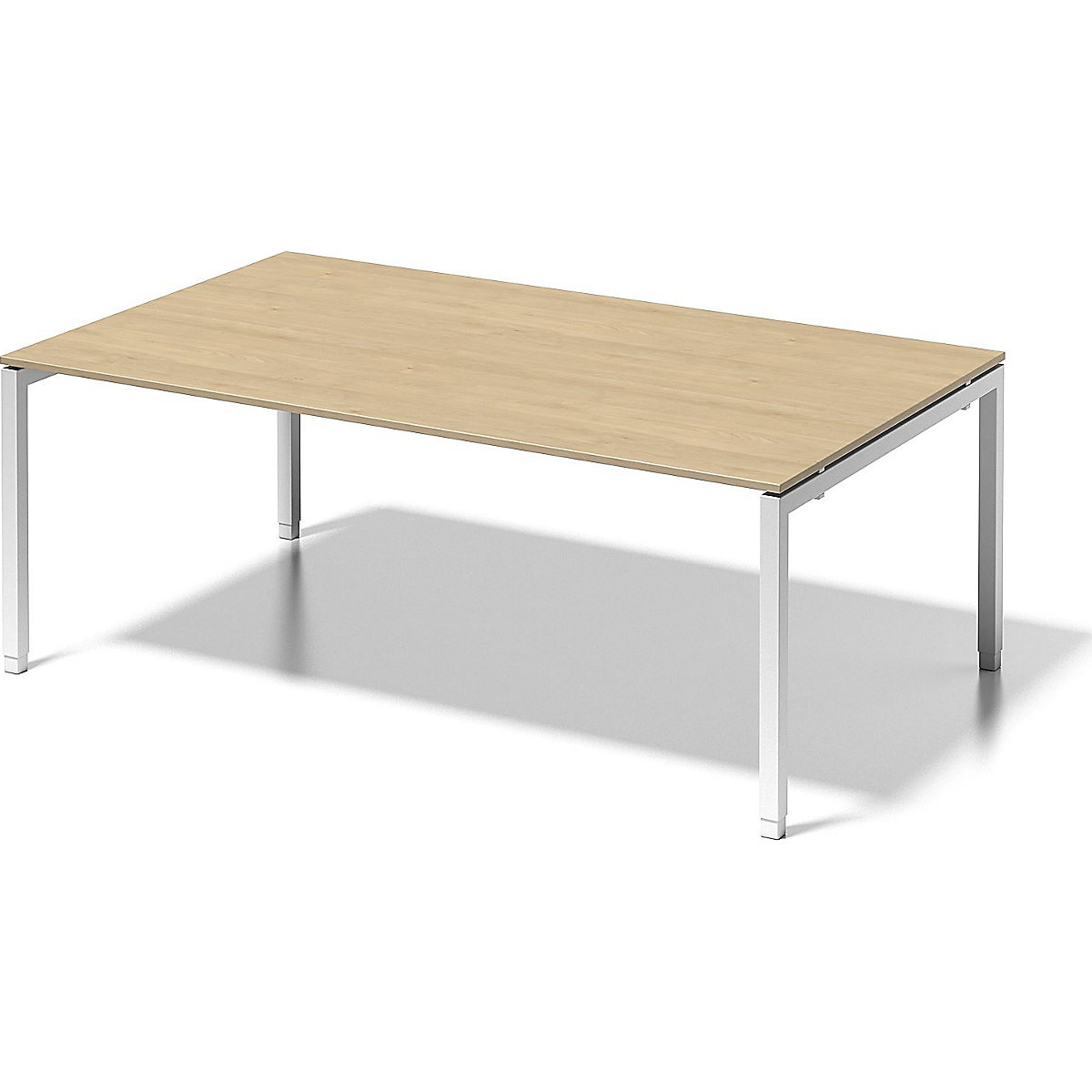 CITO desk, U-frame – BISLEY, HxWxD 650 – 850 x 2000 x 1200 mm, white frame, maple tabletop-6