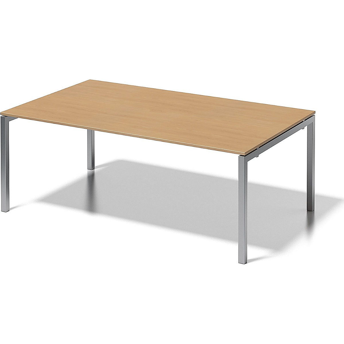 CITO desk, U-frame – BISLEY, HxWxD 740 x 2000 x 1200 mm, silver frame, beech tabletop-8