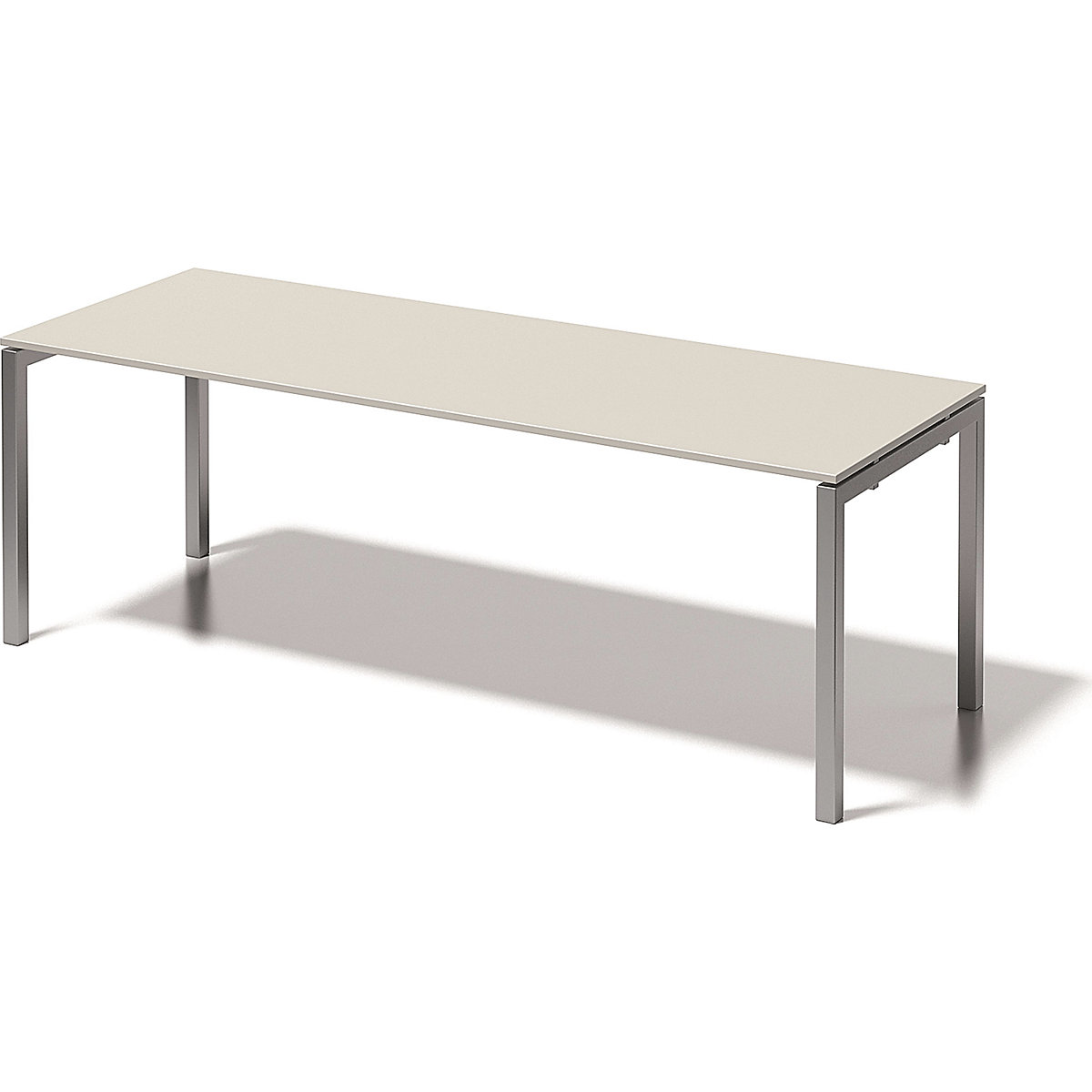 CITO desk, U-frame – BISLEY, HxWxD 740 x 2200 x 800 mm, silver frame, grey white tabletop-8