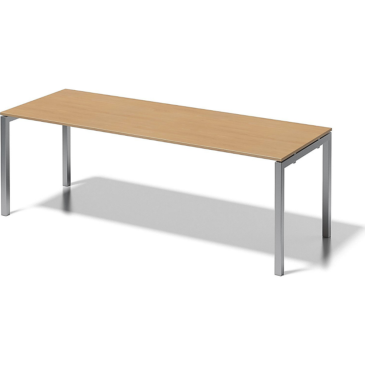 CITO desk, U-frame – BISLEY, HxWxD 740 x 2200 x 800 mm, silver frame, beech tabletop-4
