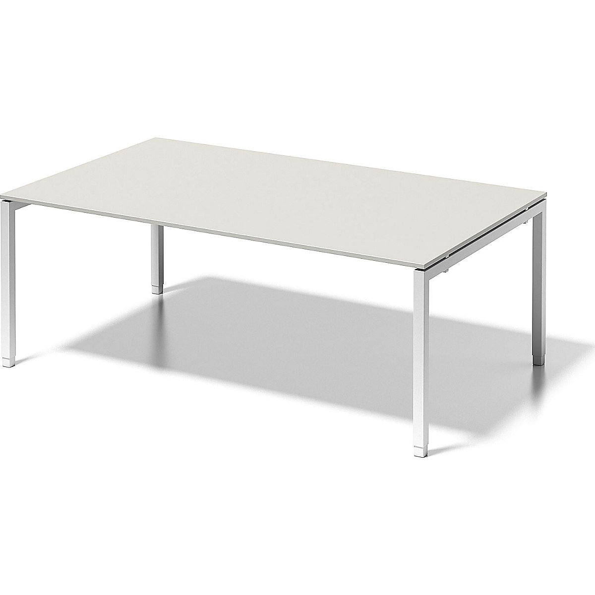 CITO desk, U-frame – BISLEY, HxWxD 650 – 850 x 2000 x 1200 mm, white frame, grey white tabletop-4
