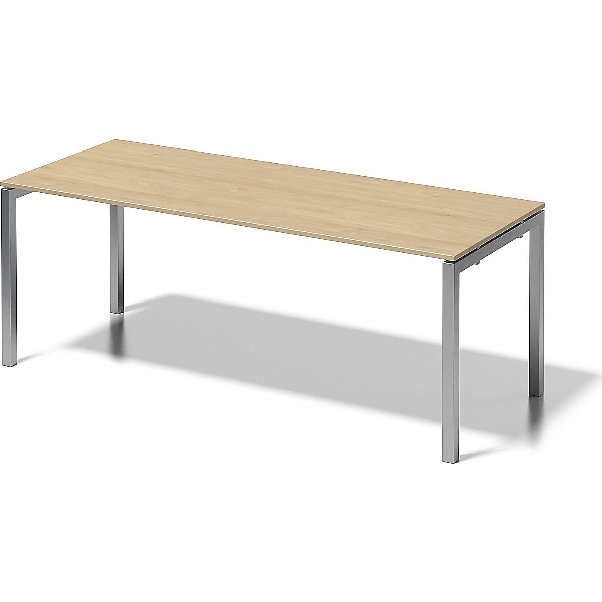 CITO desk, U-frame – BISLEY, HxWxD 740 x 2000 x 800 mm, silver frame, maple tabletop-4