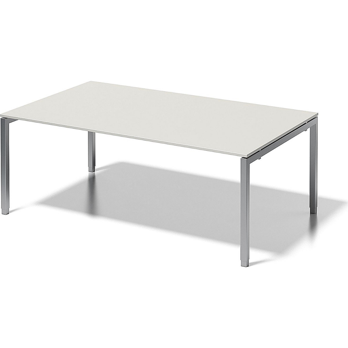 CITO desk, U-frame – BISLEY, HxWxD 650 – 850 x 2000 x 1200 mm, silver frame, grey white tabletop-5