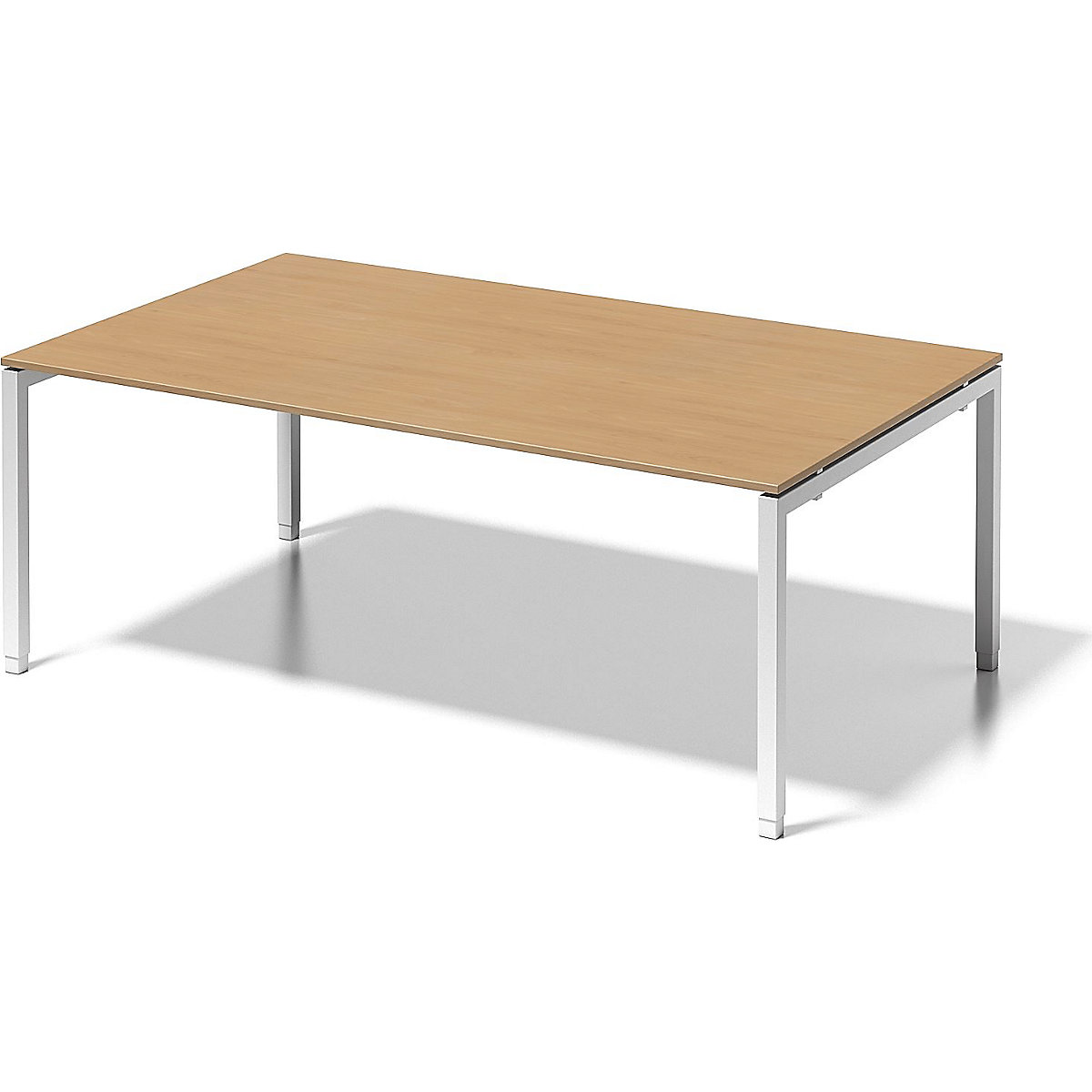 CITO desk, U-frame – BISLEY, HxWxD 650 – 850 x 2000 x 1200 mm, white frame, beech tabletop-2