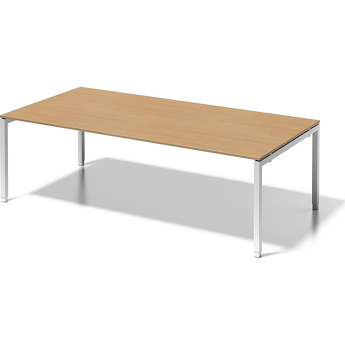 CITO desk, U-frame – BISLEY, HxWxD 650 – 850 x 2400 x 1200 mm, white frame, beech tabletop-5