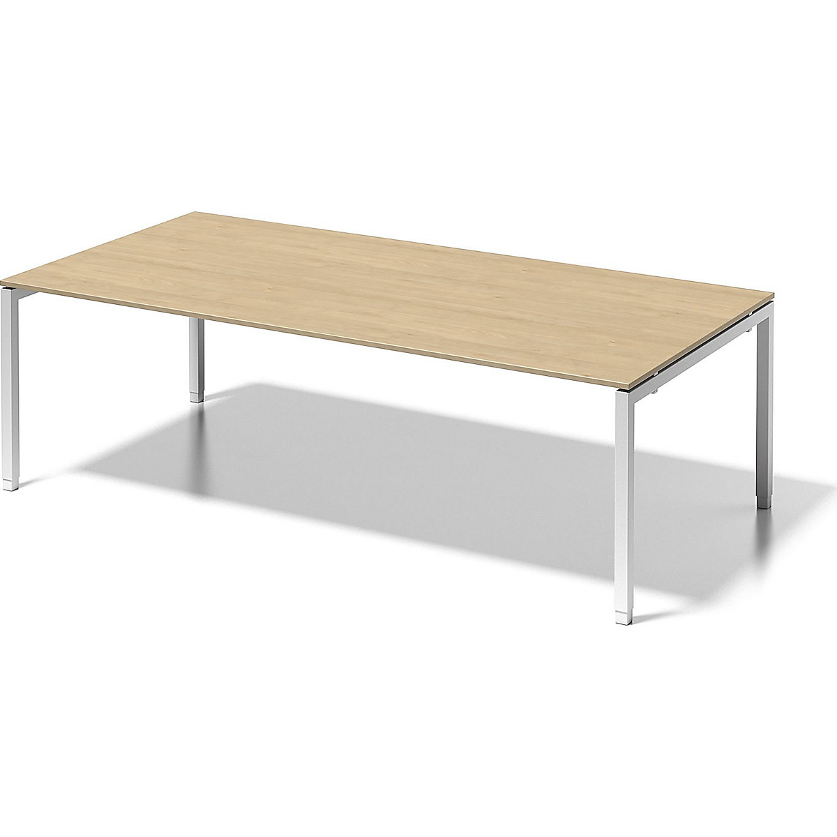 CITO desk, U-frame – BISLEY, HxWxD 650 – 850 x 2400 x 1200 mm, white frame, maple tabletop-3