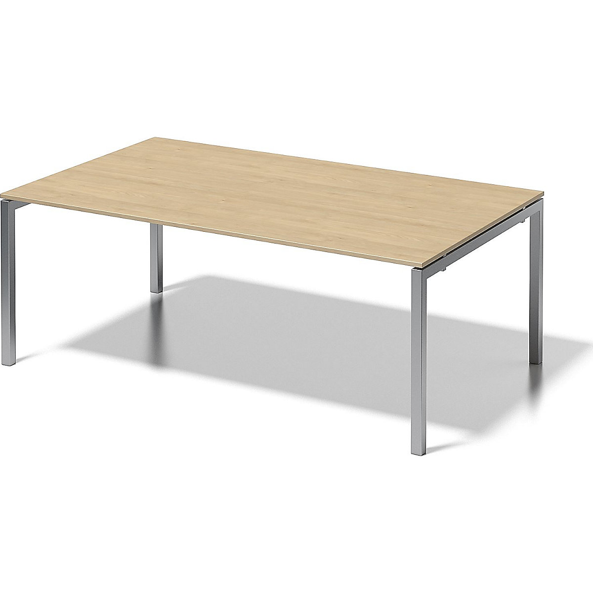 CITO desk, U-frame – BISLEY, HxWxD 740 x 2000 x 1200 mm, silver frame, maple tabletop-4